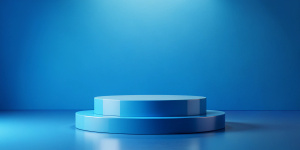 Petrol blue podium on blue background. Minimal cosmetic background for product presentation. 3d rendering