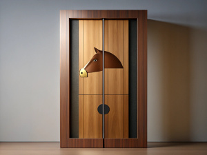 minimalist door with a horse pattern