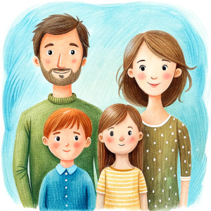 A flat-style illustration for an anti-encalogy event. A happy family