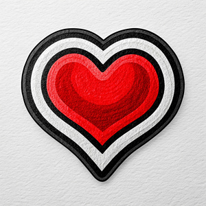 Style stickers. Symbol Heart. Japanese art. Handmade ink drawing ideas, Black and red only. white background , 8K ,vector.