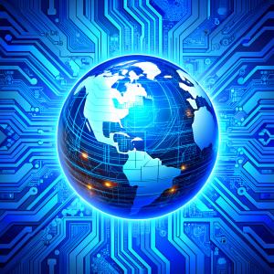 global blue circuit board  background