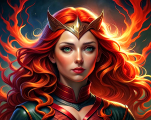 
scarlet witch with fiery hair