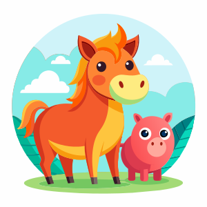 sweet horse with a pig
