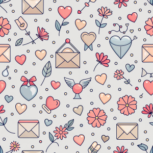 valentine day minimalist doodles for seamless pattern tile, light background