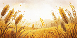 Rustic wheat invitation design. No background. Brown and yellow mix on details. Sufficient blank space for text.


