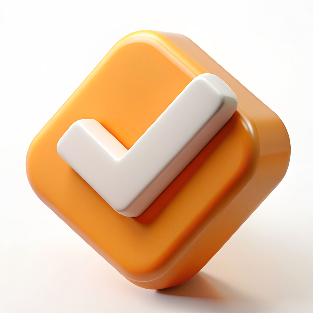 very realistic 3d check icon orange white png