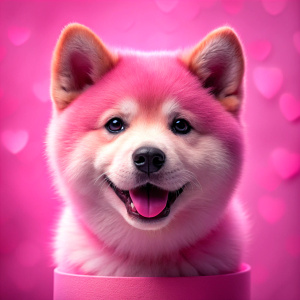 happy face pink baby doge akita, happy face pink baby hachiko dog, reality, ultra hd, 4k real 