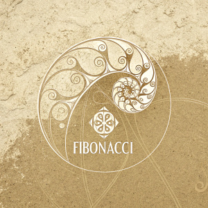 Stylized logo for 'Fibonacci'. Beige background with intricate white design, company name 'Fibonacci' in smaller, elegant font beneath.
