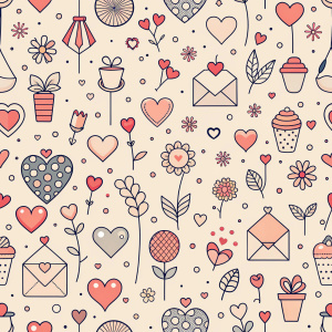 valentine day minimalist doodles for seamless pattern tile, light background