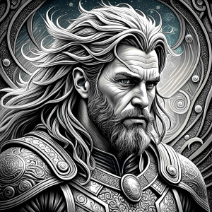 god thor perfect realistic art, high-definition, high-definition grey and black, white background 