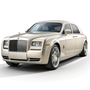 in front of a pure white background, createa white roll royce limousine