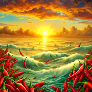 sea from chilli pepper background back view