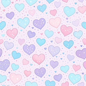 a simple pattern with hearts, boho, pastel, low contrast, flat colour background