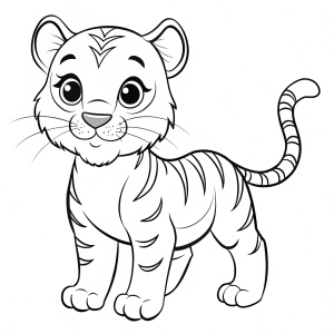 coloring page for children ,baby tiger line art