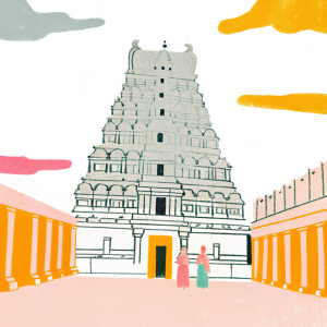 A virtual tour of Brihadeeshwara Temple in Thanjavur, India. Detailed 3D model showcasing intricate carvings and multi-tiered structure.