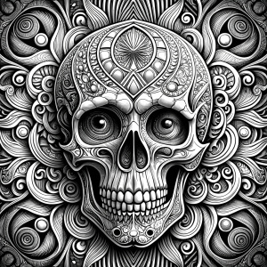 skull tattoo design - perfect realistic art - high-definition - grey and black - white background 