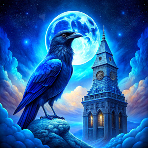 blue raven protect the clock tower