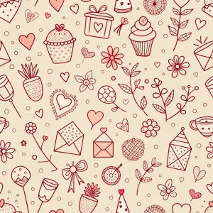 valentine day minimalist doodles for seamless pattern tile, light background