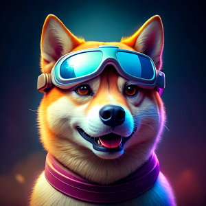 Shiba Inu con Lentes realidad virtual puestas