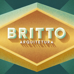 Britto Arquitetura logo, modern sans-serif font, sleek and bold design, white text on black background, central focus on brand name