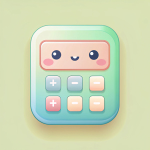 Cartoon cute style, app square icon design, calculator icon, light pink background