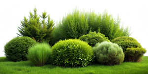 bushes and grass on a white background Sharp picture quality, high resolution