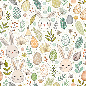 easter minimalist doodles seamless pattern tile, white ground