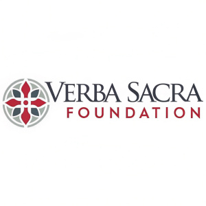 Modern branding design for Verba Sacra Foundation. White, red, and gray color scheme. Logo featuring elegant typography.