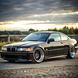 Bmw E36 coupe black with borbet A wheels