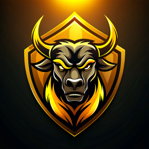 The esports logo with a bull in it should be in yellow and black colors.
