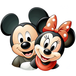 Mickey mouse and minnie mouse in mickey head, cartoon, cute image, high quality, transparent background 