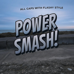 Eye-catching graphic with bold 'POWER SMASH!' in dynamic, comic-inspired font. Vibrant orange backdrop. Additional text 'ALL CAPS WITH FLASHY STYLE' emphasized for impact.