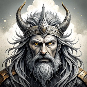 Nordic God Njörd, The Norse Sea God - perfect realistic art, high-definition grey and black, white background tattoo design