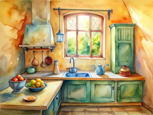 a sketch of a provence kitchen