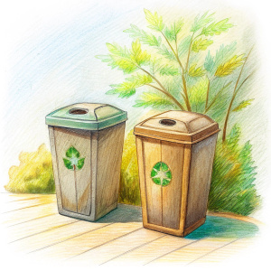 technological rubbish bins with initials ECO BIN