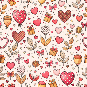 alentine day minimalist doodles seamless pattern tiles