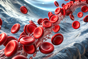 Erythrocytes blood cell stream isolated on transparent background.