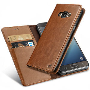 Elegant brown leather phone case designed for Samsung Galaxy A3. Features card slot and soft protective material.