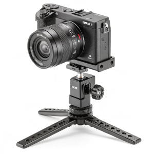 Black SmallRig camera stabilizer, sleek design. Featuring Sony A6000, A6300, and A6500 camera compatibility. Stable base with tripod mounting points.
