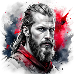 viking ragnar perfect realistic art, high-definition, high-definition grey and black, white background 