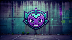 Minimalist Wall, perfect lines, Dark Logo, graffiti in the style of street art aesthetic, cute cartoonish designs