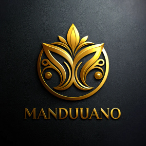 Create a logo with the word "MANDUJANO" that has elegance and colors such as gold, black and silver.

