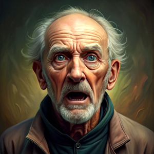 old man with fear in his face 