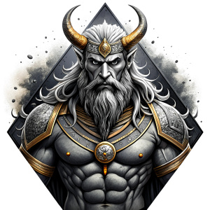 Nordic God Tyr - perfect realistic art, high-definition grey and black, white background tattoo design