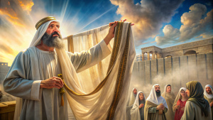 Sumo sacerdote de Deus em israel confrontando a ruptura do véu do templo. na epoc de jesus 