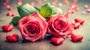 amores románticas rosas y corazones