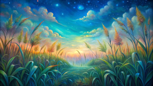 Grass background in dream oil painting style