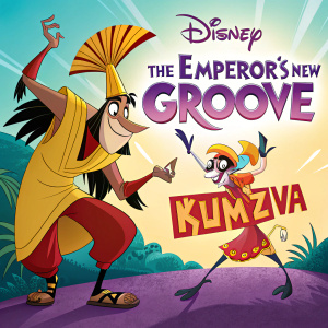 Promotional poster for Disney's *The Emperor's New Groove*. Digital art featuring a dynamic scene with bright, bold colors and playful fonts.