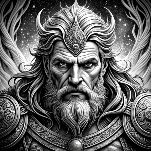 viking god freyr perfect realistic art, high-definition, high-definition grey and black, white background 