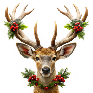 cristmas anteler of deer on white background